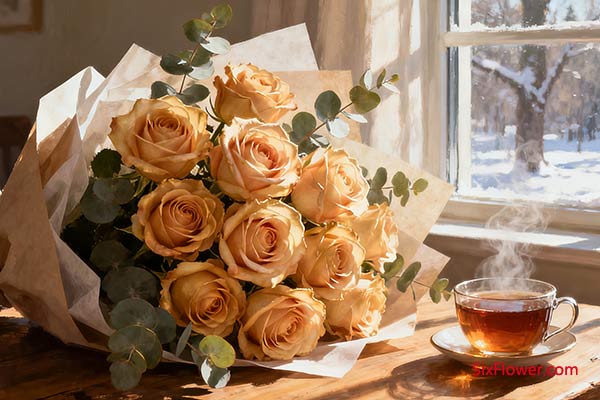 温暖之选:香槟玫瑰,如午后的一缕暖阳