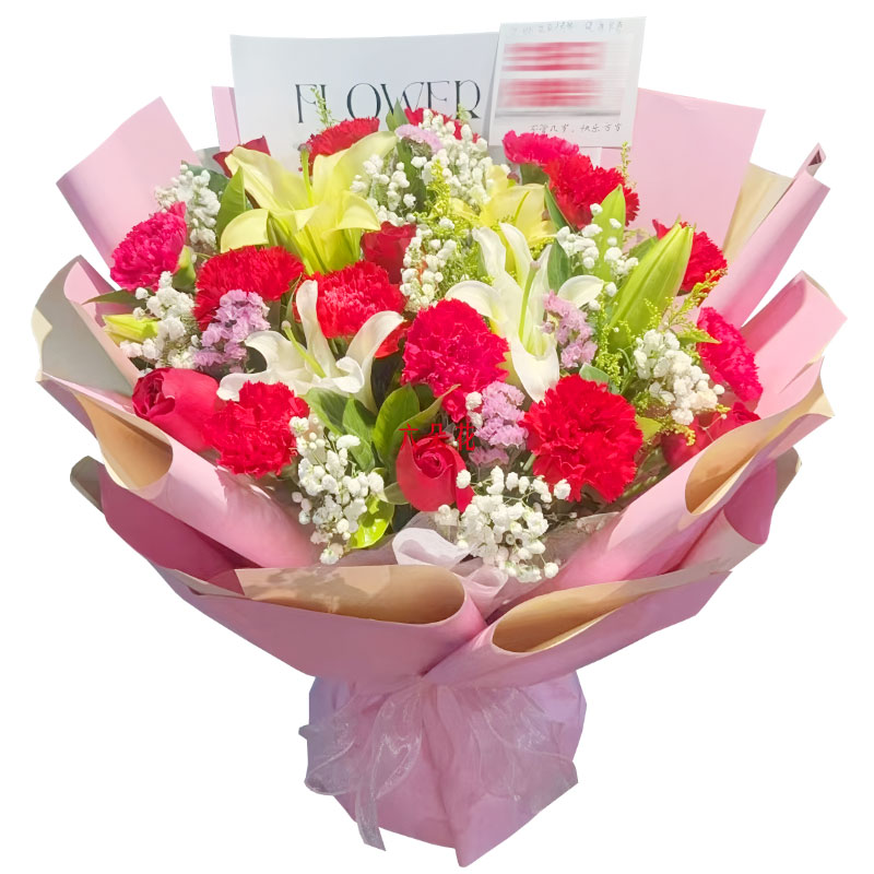 12朵康乃馨6朵红玫瑰,一切顺心如意