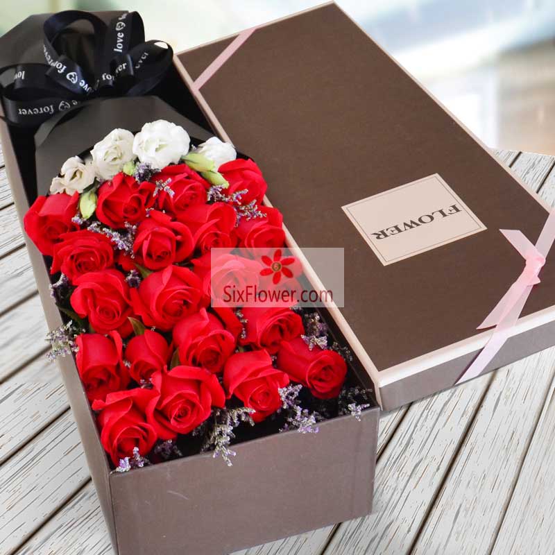 21朵红玫瑰，礼盒装，共度人生