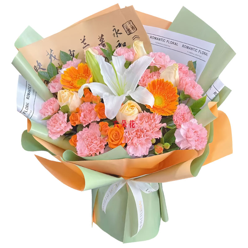 16朵粉色康乃馨扶郎花,未来开满鲜花