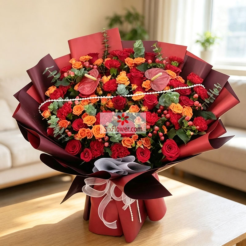 11朵红玫瑰11朵红色康乃馨,日子蒸蒸日上