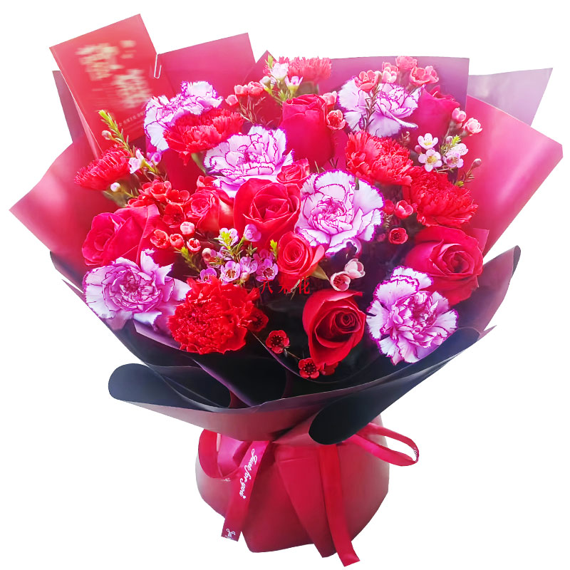 8朵红玫瑰12朵康乃馨,美好生活相随