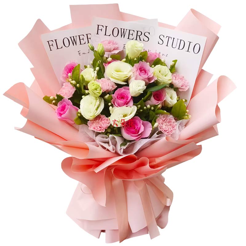 8朵苏醒粉玫瑰康乃馨,要把你记心上