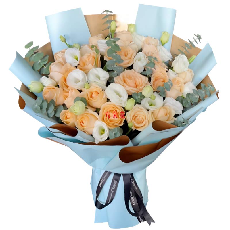 19朵香槟玫瑰桔梗,爱情坚定不移