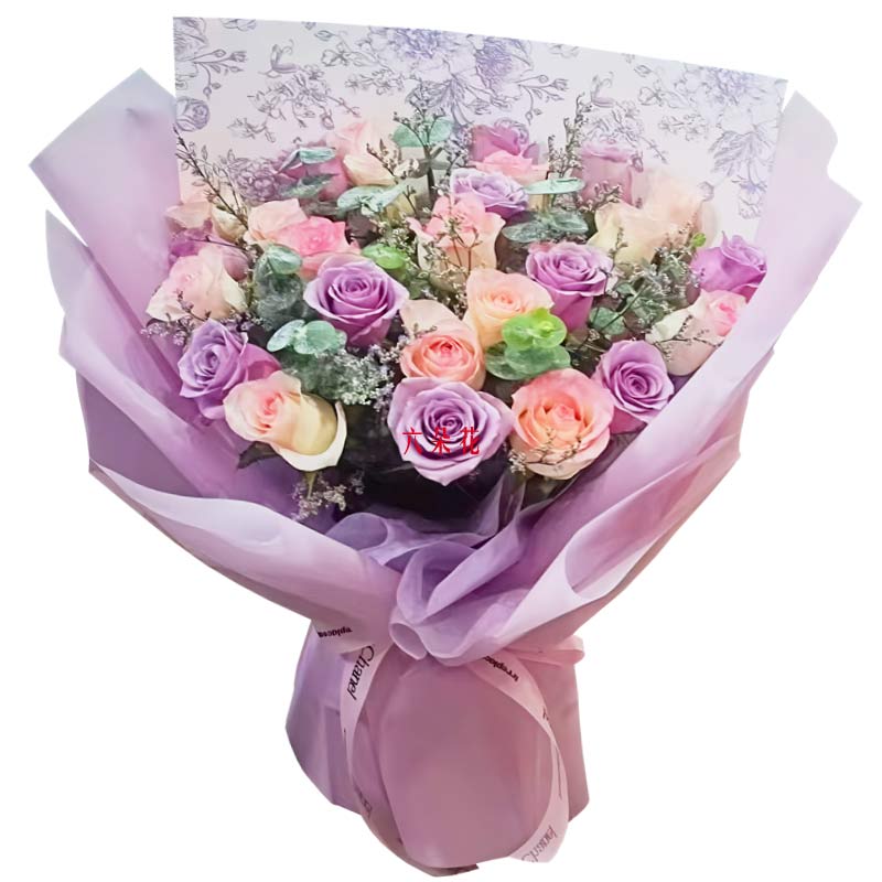 21朵玫瑰混搭,思念如潮水般