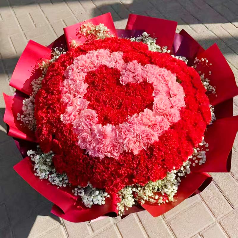 99朵康乃馨混搭,福如瑞雪至