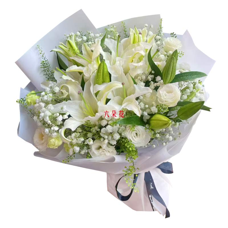 6朵白玫瑰6支百合,结出幸福的果