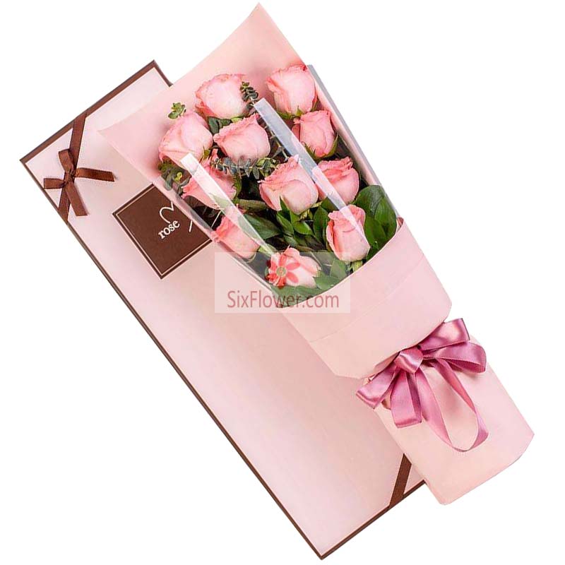 11朵戴安娜粉玫瑰，礼盒装，美丽永远