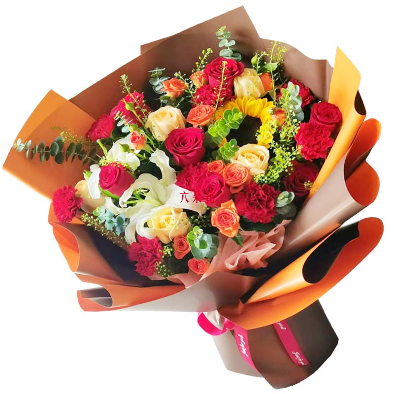 18朵玫瑰康乃馨百合,充满浪漫幸福