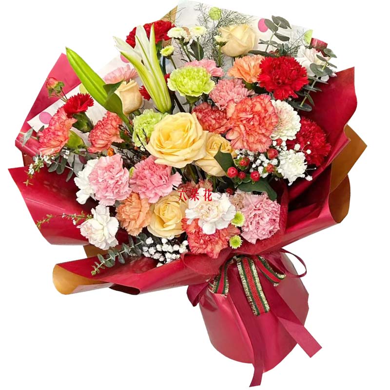 15朵康乃馨玫瑰百合,温暖与力量