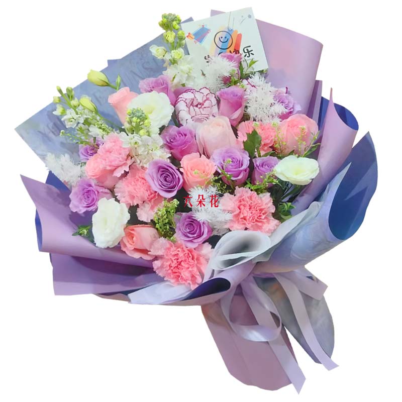 17朵玫瑰康乃馨混搭,坚定幸福前行