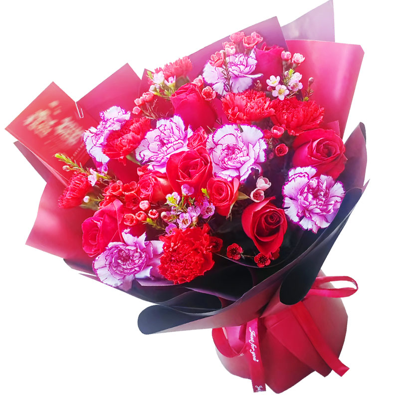 8朵红玫瑰12朵康乃馨,美好生活相随