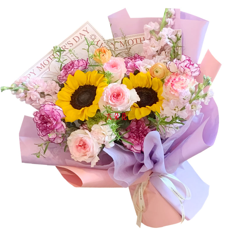 5朵粉玫瑰5朵康乃馨,幸福发光自己