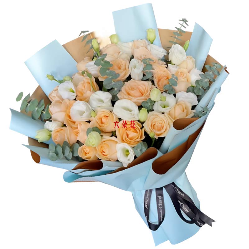 19朵香槟玫瑰桔梗,爱情坚定不移