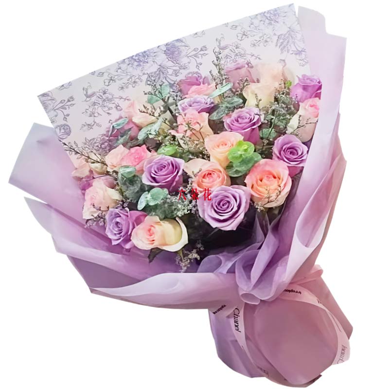 21朵玫瑰混搭,思念如潮水般