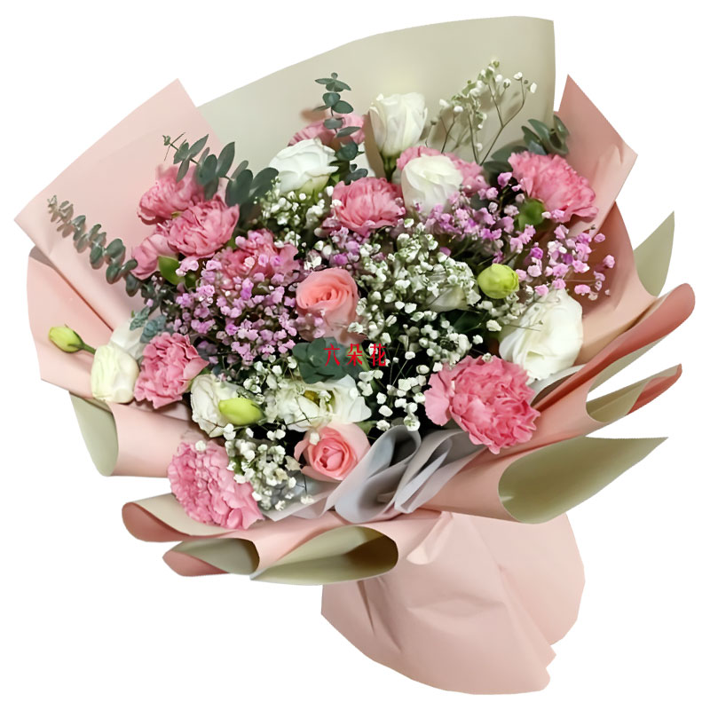 11朵粉色康乃馨9朵桔梗,幸福时刻相伴