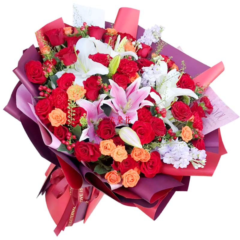 20朵红玫瑰康乃馨百合,诠释对你的爱