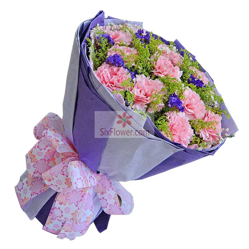 11朵粉色康乃馨，祝您健康百年