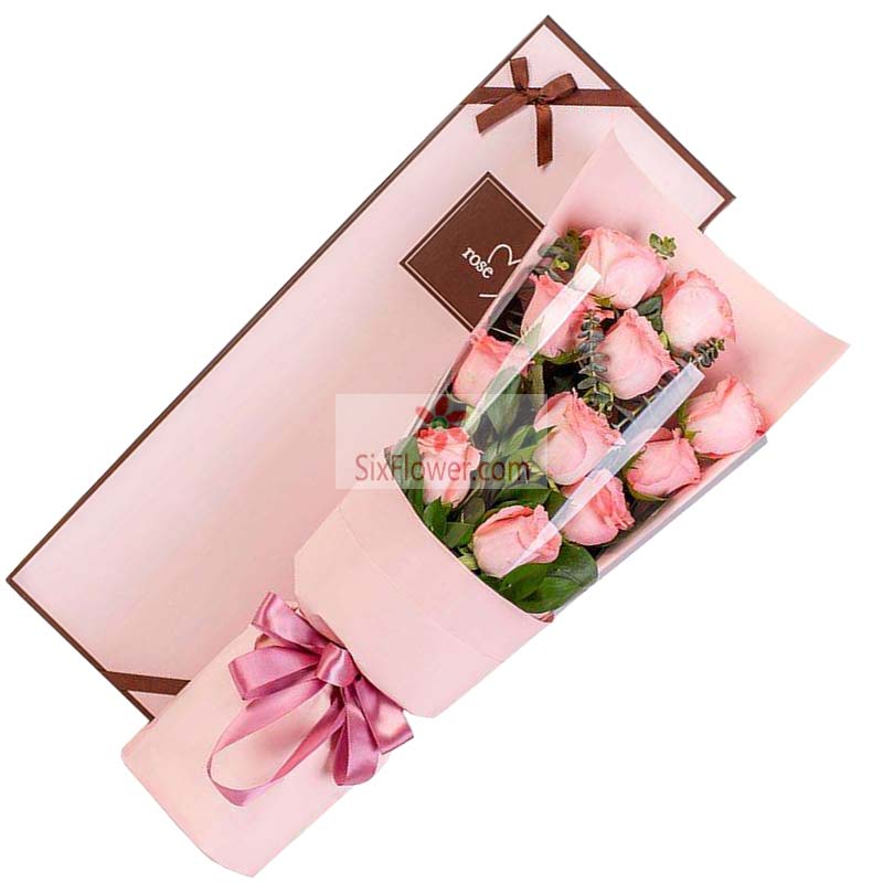 11朵戴安娜粉玫瑰，礼盒装，美丽永远