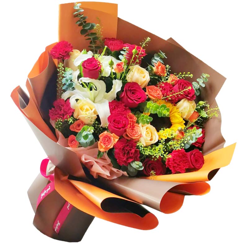 18朵玫瑰康乃馨百合,充满浪漫幸福