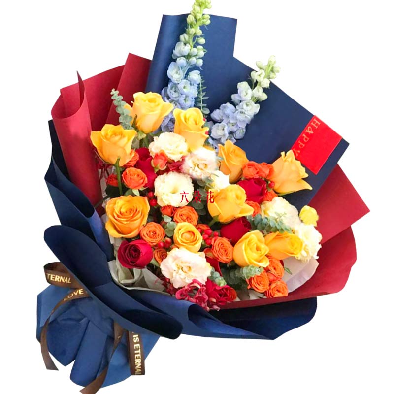 16朵玫瑰混搭紫罗兰,充满爱和温暖