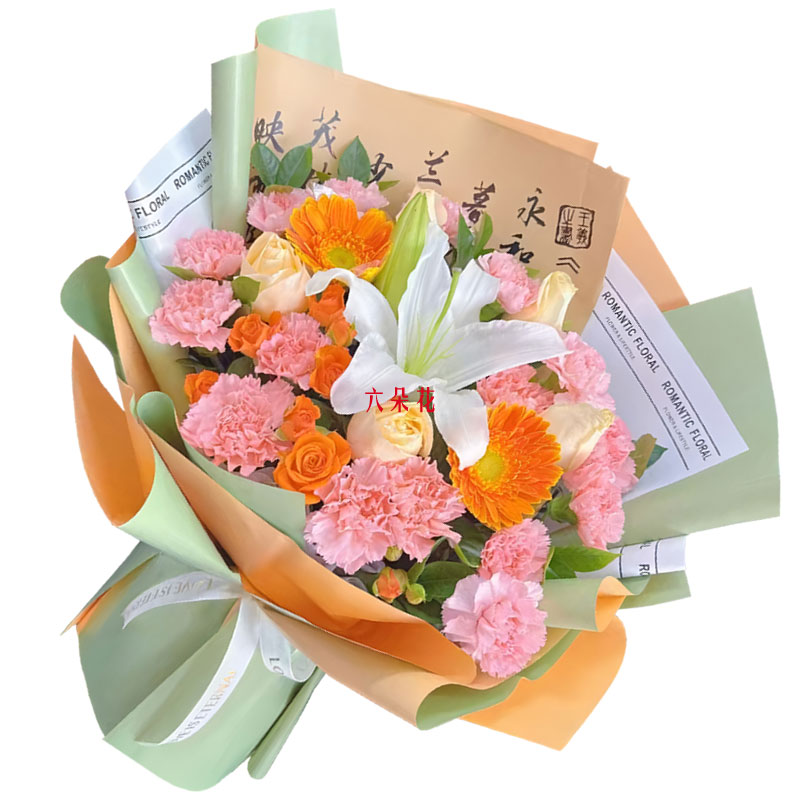 16朵粉色康乃馨扶郎花,未来开满鲜花