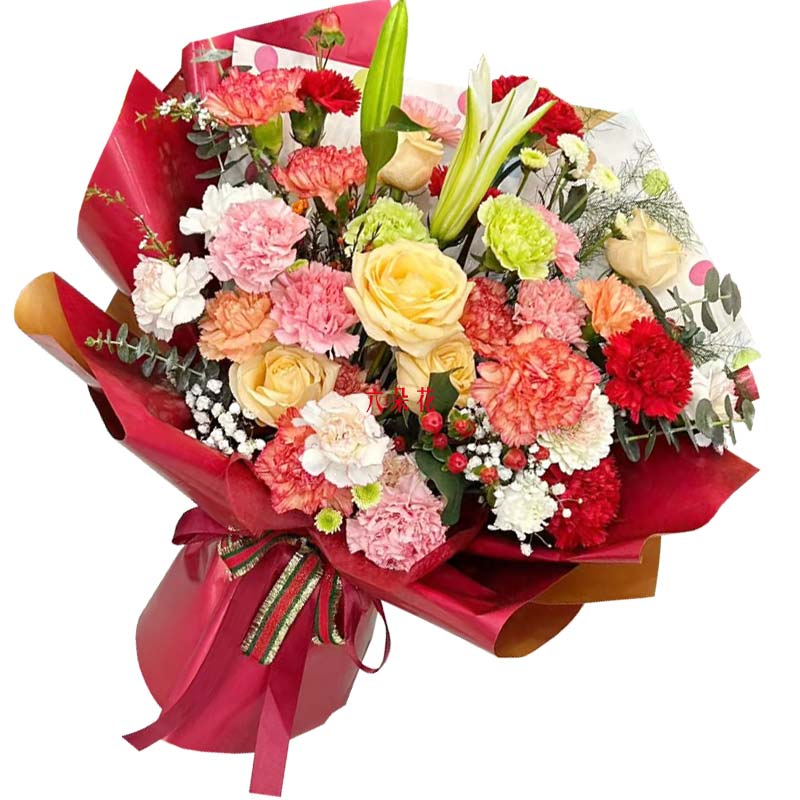 15朵康乃馨玫瑰百合,温暖与力量