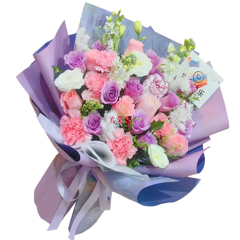 17朵玫瑰康乃馨混搭,坚定幸福前行