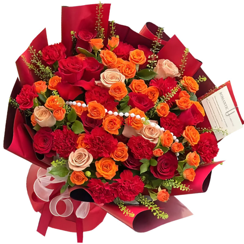 11朵红色康乃馨17朵玫瑰,美好常伴左右