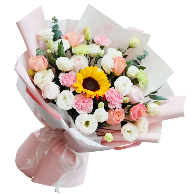 9朵玫瑰4朵康乃馨,快乐比花艳