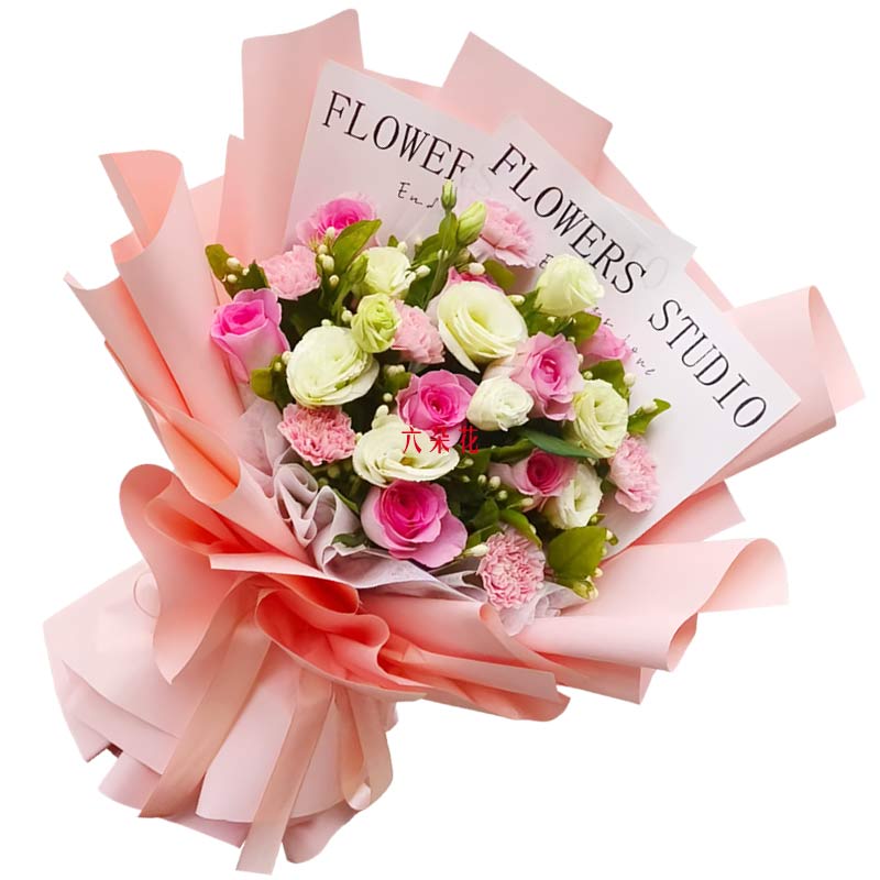 8朵苏醒粉玫瑰康乃馨,要把你记心上