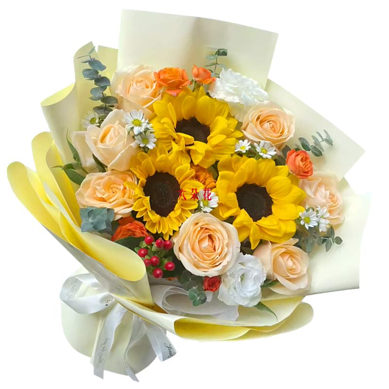 7朵香槟玫瑰3朵向日葵,实现你的梦想