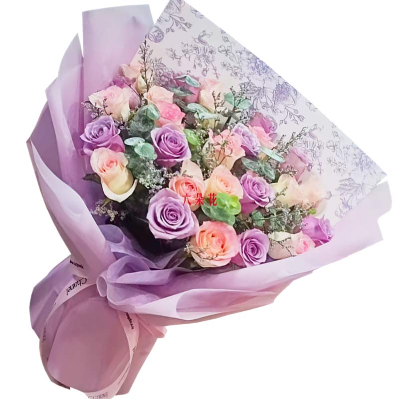 21朵玫瑰混搭,思念如潮水般