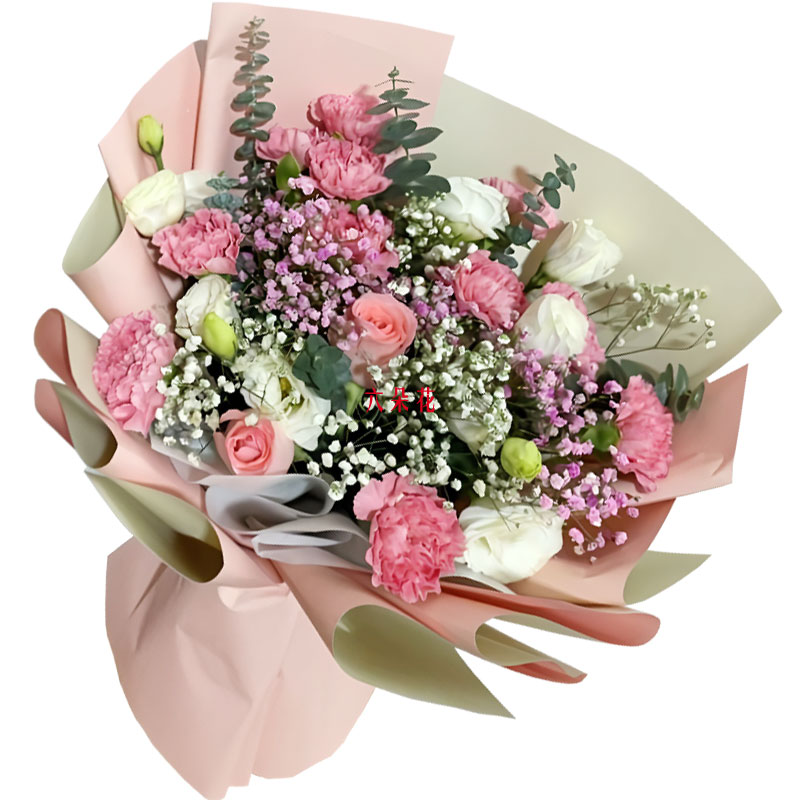 11朵粉色康乃馨9朵桔梗,幸福时刻相伴