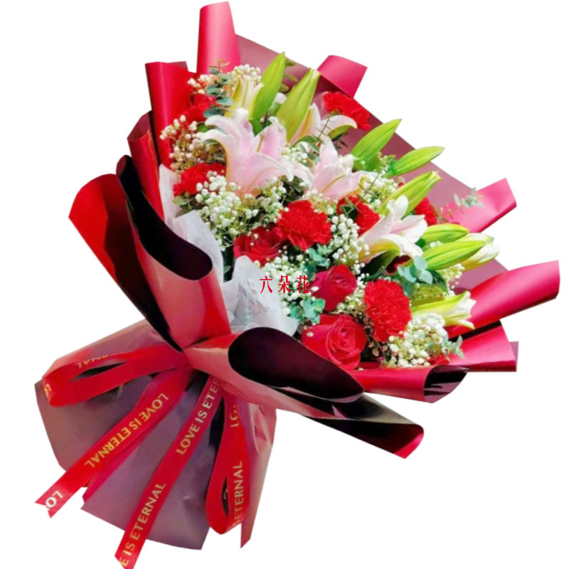 红玫瑰康乃馨百合花，欢乐和美好