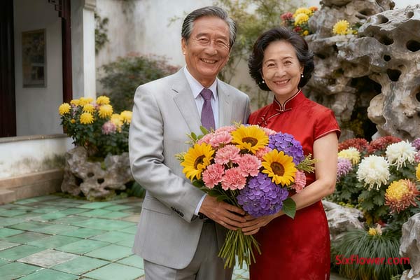 康乃馨向日葵组合花束