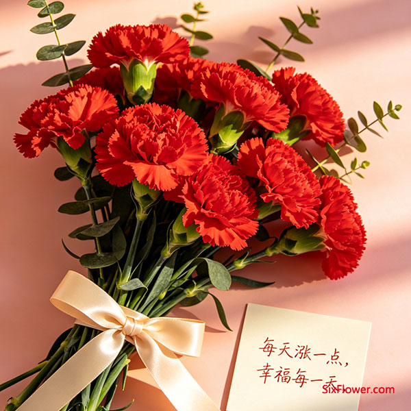 5. 红色康乃馨 —— 温馨稳健,细水长流
